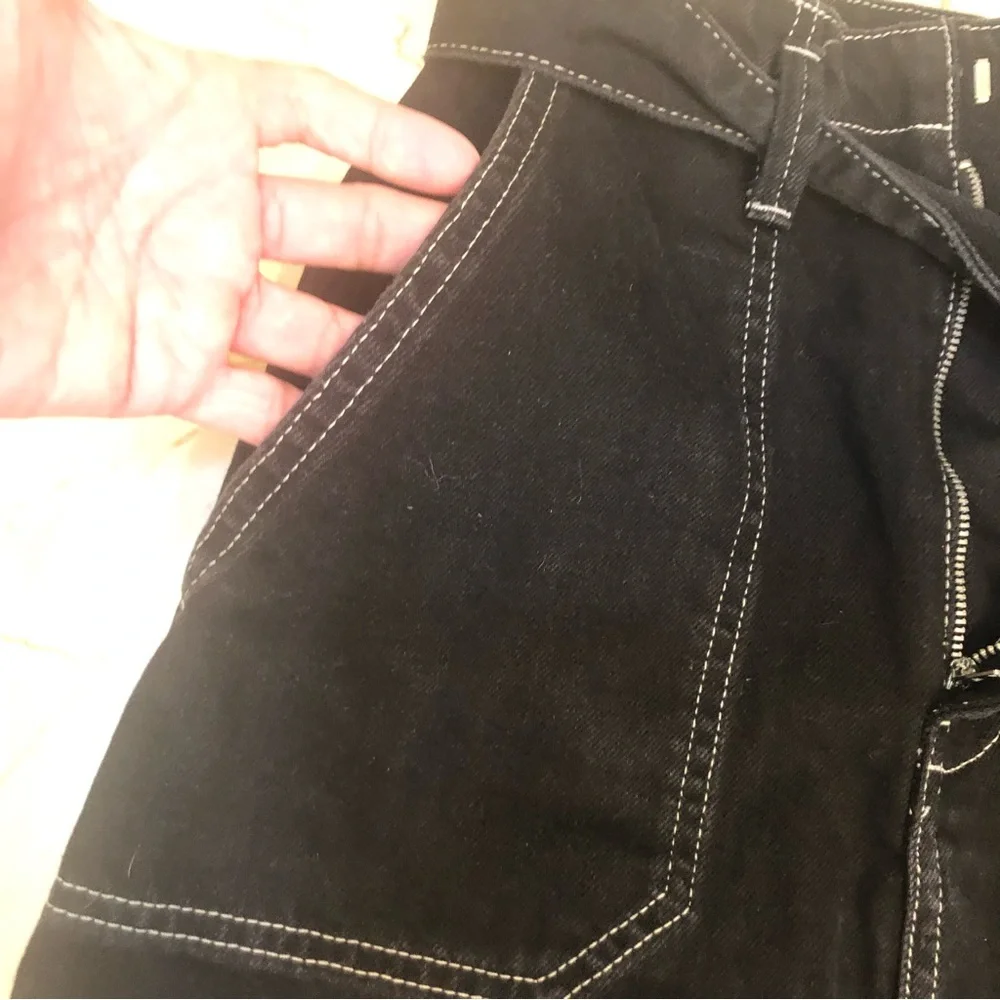 Mini skirt LOT of 2, dark denim zip and tie front and heavy thread stretch, Sz S - Picture 13 of 16